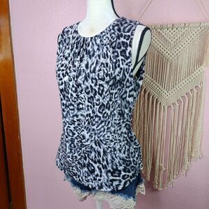 Calvin Klein | Leopard Print Sleeveless Top Medium‎